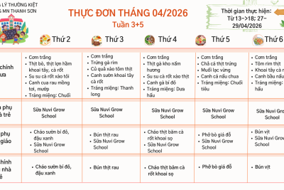 Thực đơn tháng 4 ( Tuần 3 + 5 )