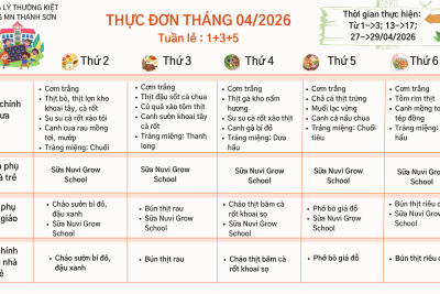 Thực đơn tháng 4 ( Tuần lẻ )