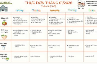 Thực đơn tháng 1 ( tuần lẻ)