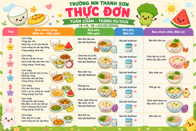 Thực đơn tháng 5 ( Tuần chẵn)